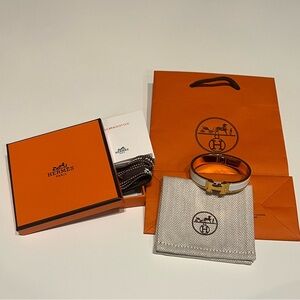 Hermes Clic H  Bracelet - White and Gold